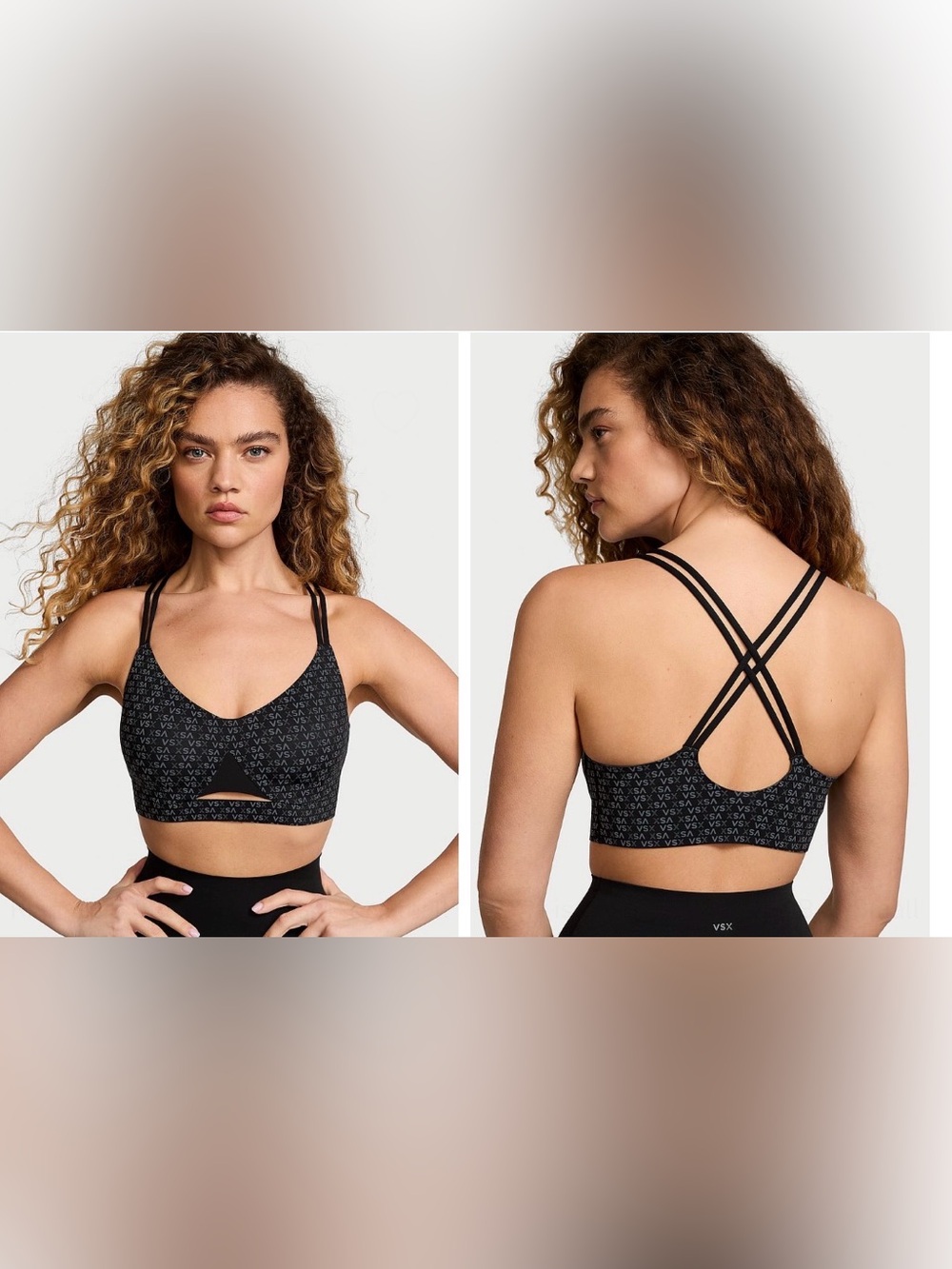 Victoria's Secret Black Logo-Print Crisscross Sports Bra